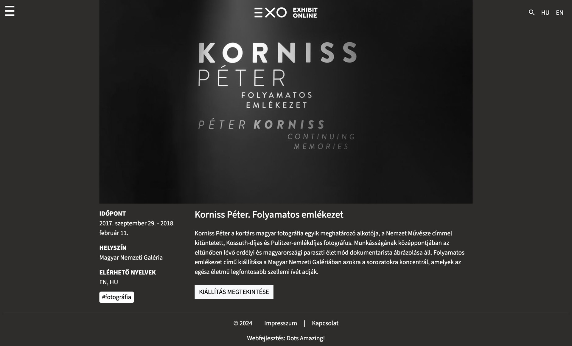 Korniss Péter. Folyamatos emlékezet - virtuális kiállítás
